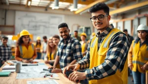 Students learning at construction trade schools in Texas, engaged in hands-on workshop activities.
