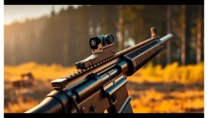 Showcasing the ar super safety trigger mechanism in a detailed AR-15 setup against a natural backdrop.