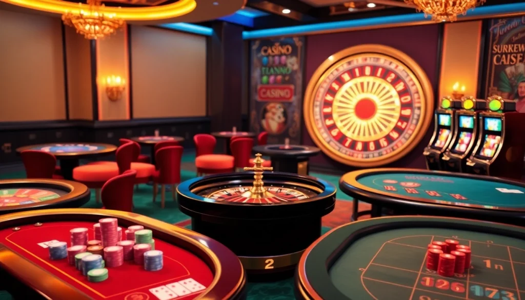 Experience the thrill of 123b casino with vibrant tables and spinning roulette.