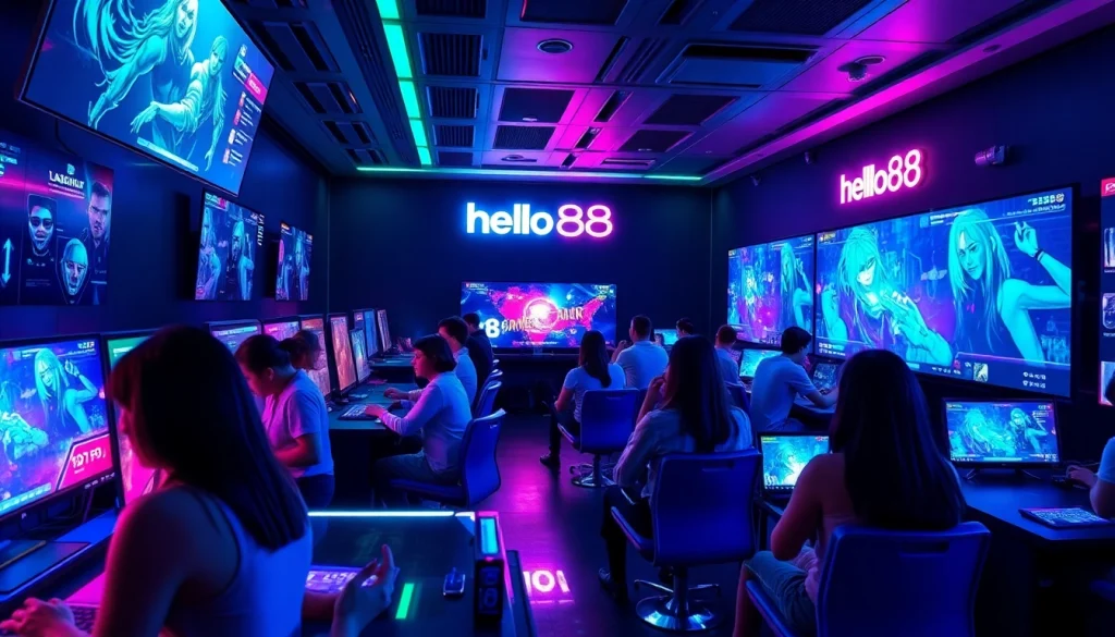 Hello88 immersive gaming environment showcasing vibrant graphics and diverse players engaged in an exciting digital experience.