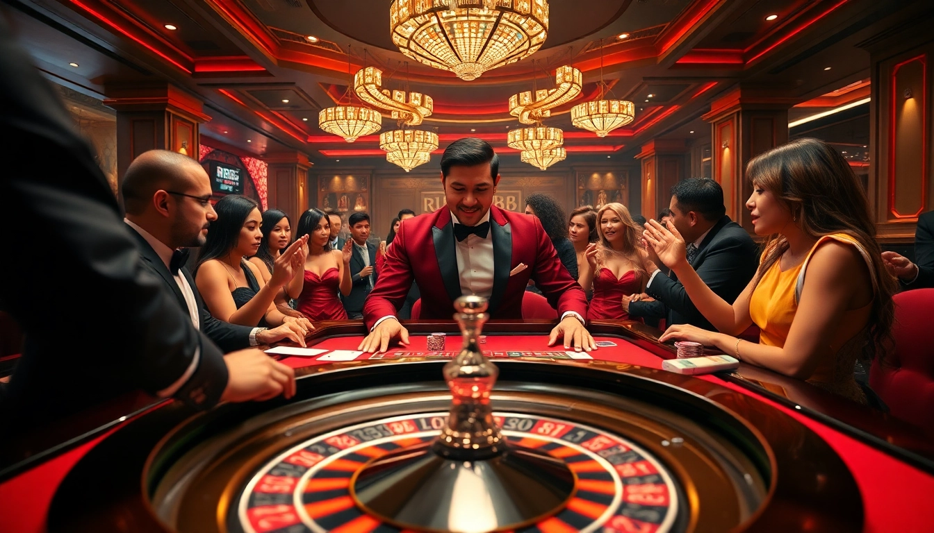 Experience the thrill of roulette at rr88 with a professional dealer in a luxurious casino setting.