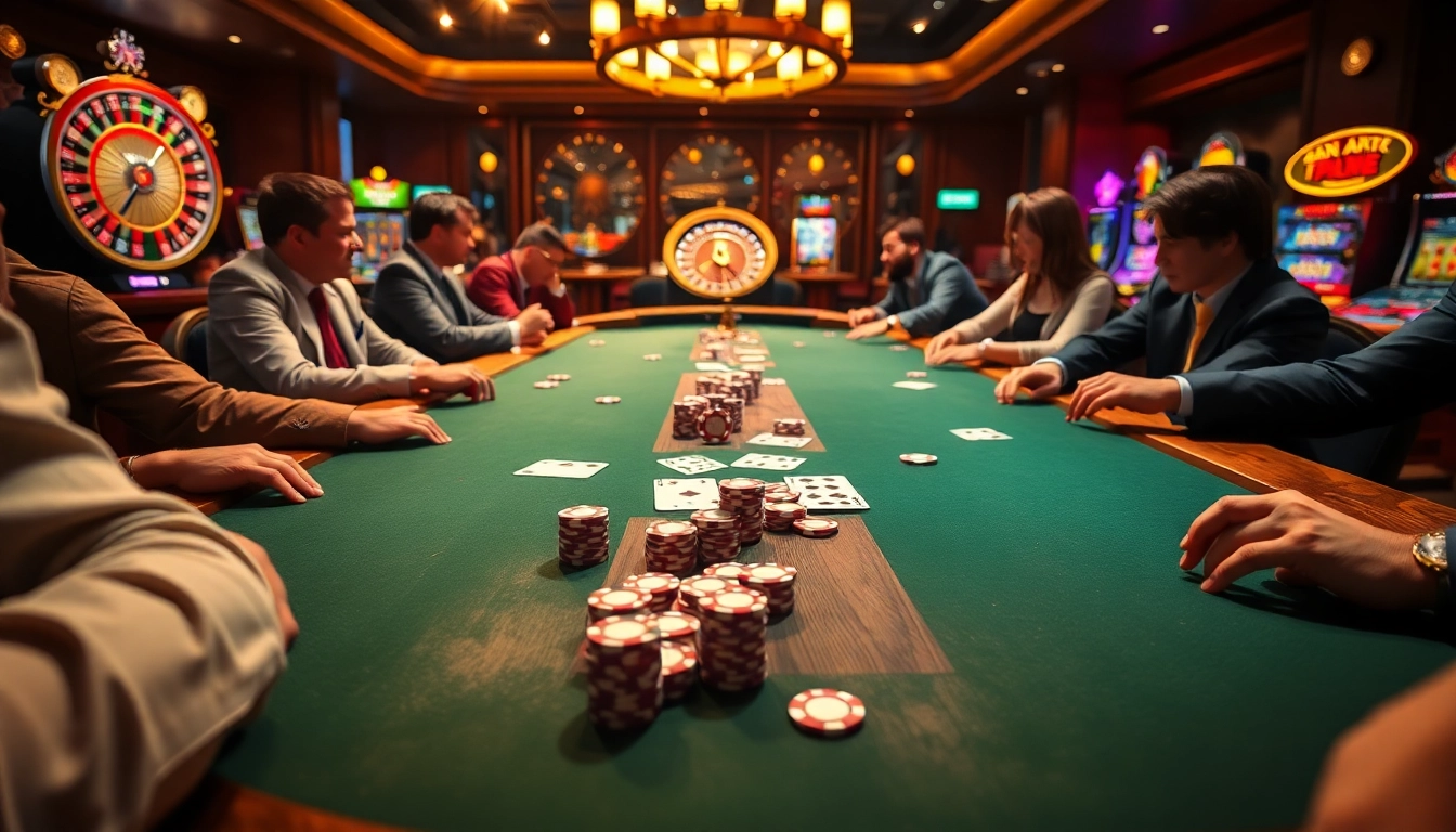 Exciting casino scene with players engaged in poker, relating to Nếu như vậy bám vào đây strategy.