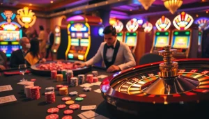 Experience the excitement of Tha bet with vibrant casino games and lively players at the table.