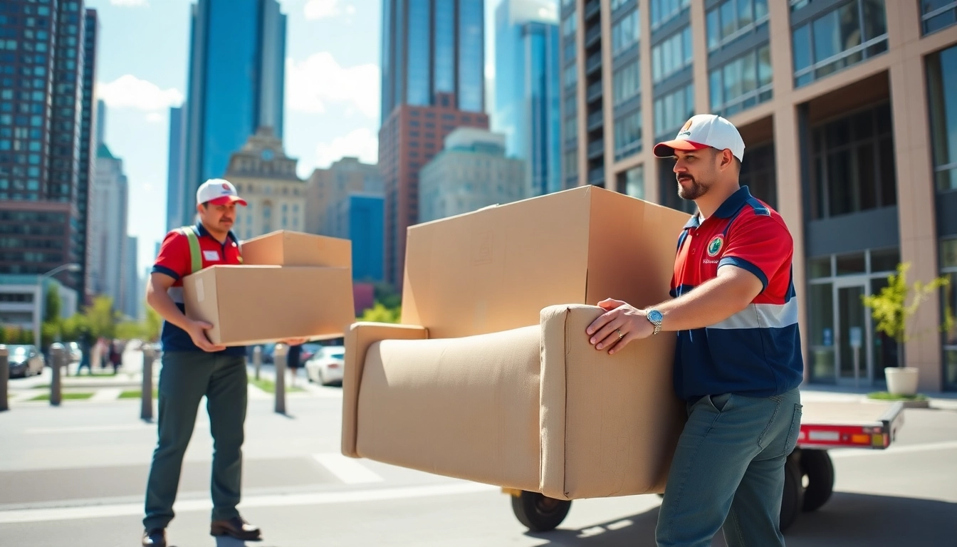 Expert movers Vancouver handling furniture in a vibrant urban setting with professionalism and care.