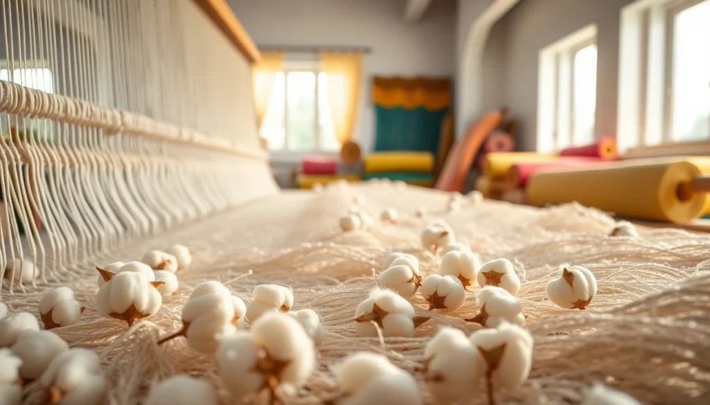 Verken katoen als de hoofdcomponent in de weefkamer met levendige texturen en kleuren.