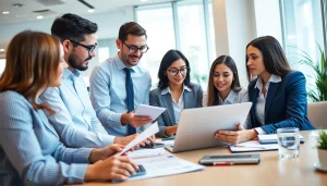 Corporate Tax Services consultation with financial experts in a professional office setting.