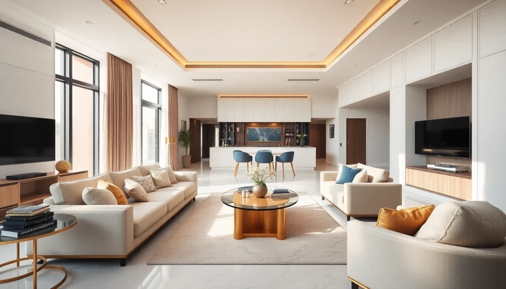 Showcasing a luxurious interior design dubai living space with elegance and contemporary decor.