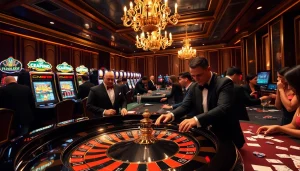 Experience the excitement at https://rr88.wales/ as gamblers engage at a luxurious roulette table.