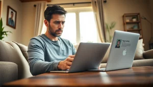 Understand Property Insurance Claims process with a homeowner reviewing details in a cozy living room.