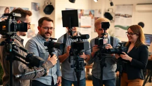 Dynamic collaboration at a Video Production Company Calgary, capturing creativity in a vibrant studio.