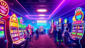 Menghadirkan permainan slot depo 5000 yang menarik dengan mesin slot berwarna-warni dan suasana ceria.