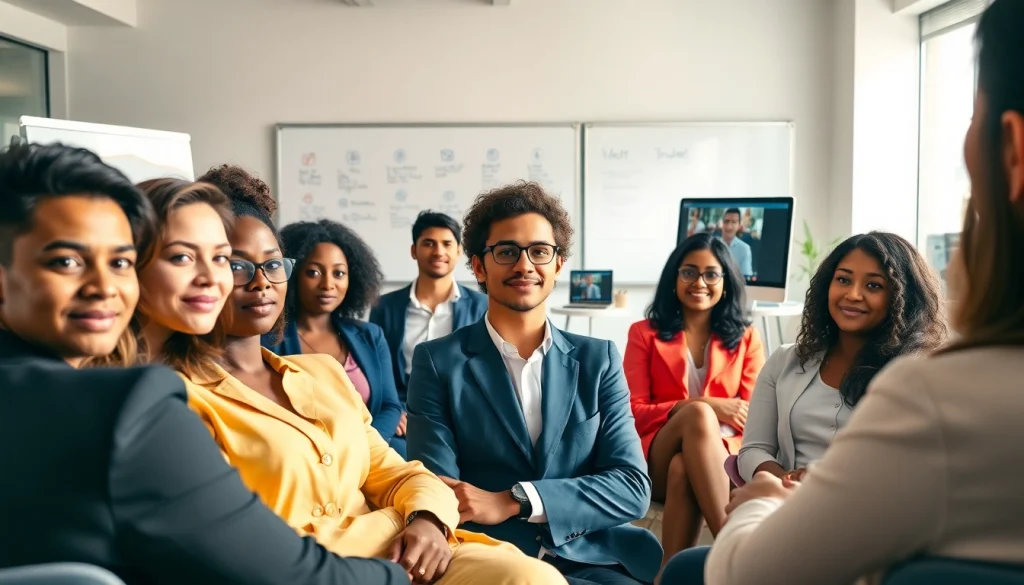 Candidates engaging in Mock Interviews with an interviewer in a modern office setting.