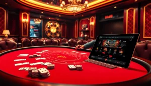 Experience the thrilling world of Bin88 with a luxurious Baccarat table and captivating dealer in a casino setting.