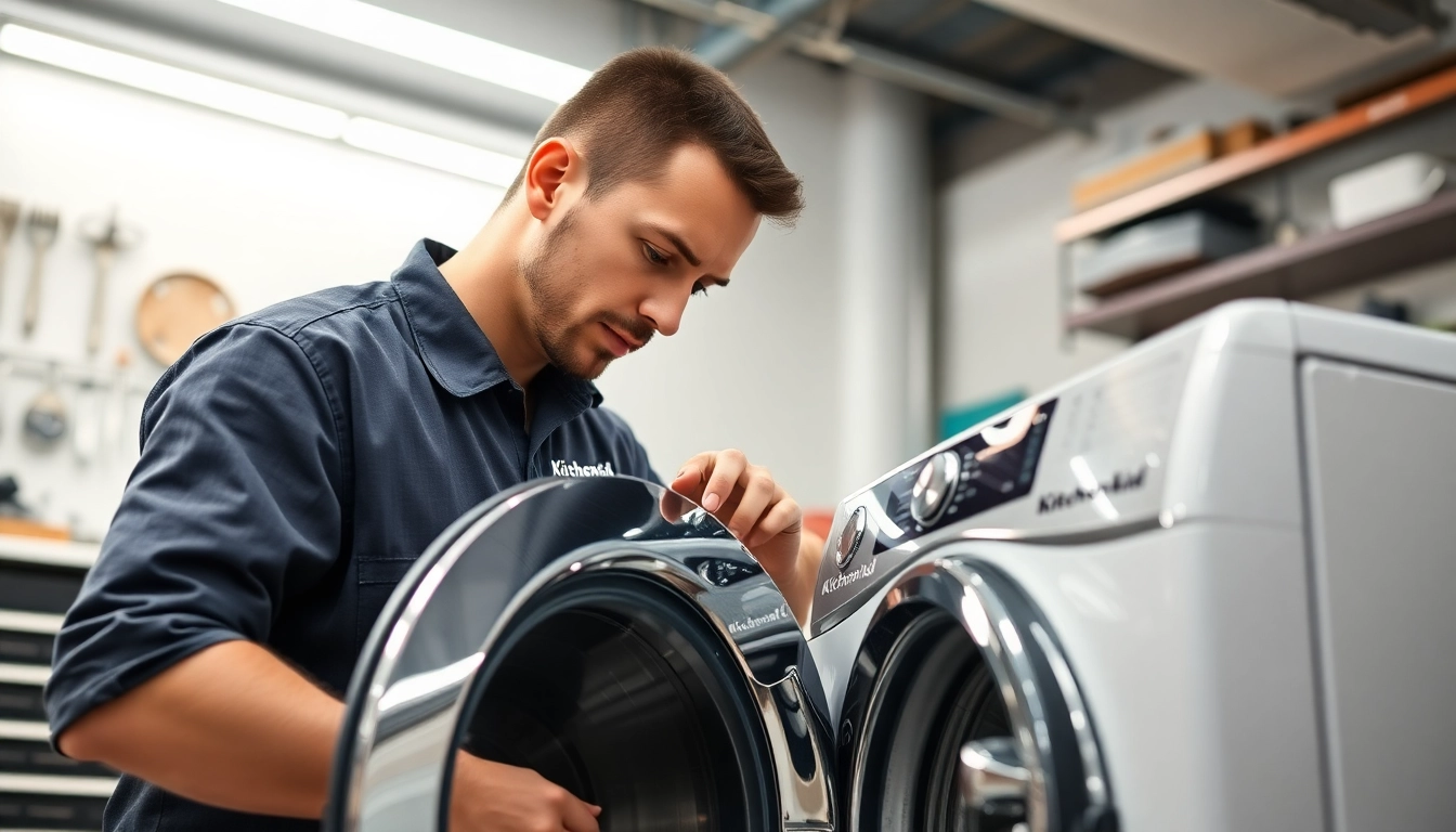 Kitchenaid appliance repair ottawa service technician working on a KitchenAid appliance.