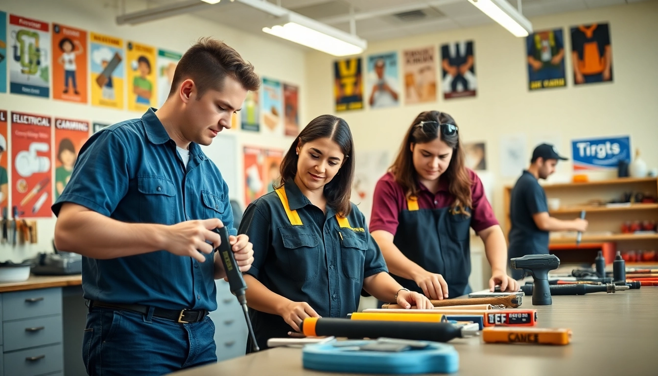 Students learning in trade schools oahu under skilled instructors in a bright classroom.