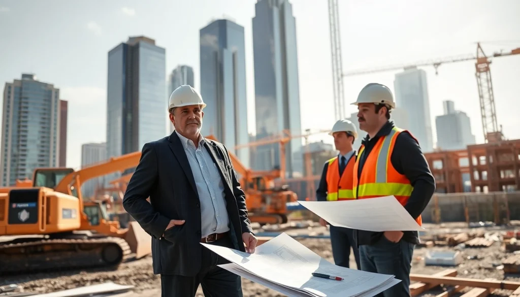 New Jersey Construction Manager supervising an active construction site showcasing teamwork and leadership.