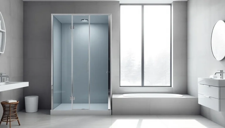 Duschkabine 90x90 in modernem Badezimmer mit eleganten Details und natürlichem Licht.