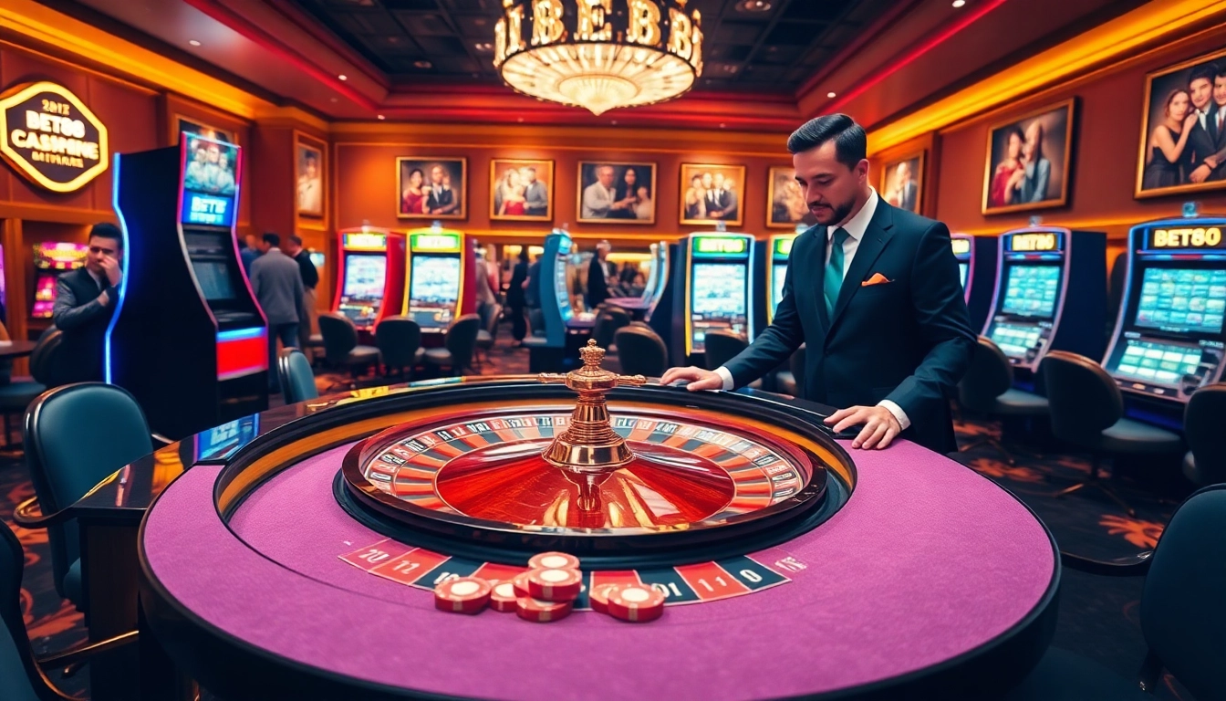 Bet88 players enjoying an exciting roulette game in a luxurious casino setting.