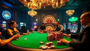 Experience the excitement of Haywin at a luxury casino table with poker chips and roulette.