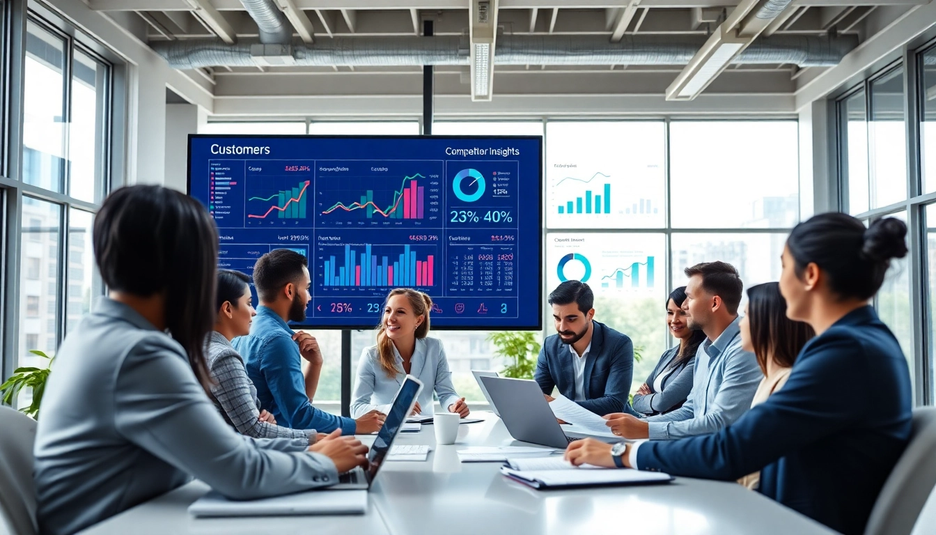 Analyze and find competitor customer list effectively with a professional team in a modern office.