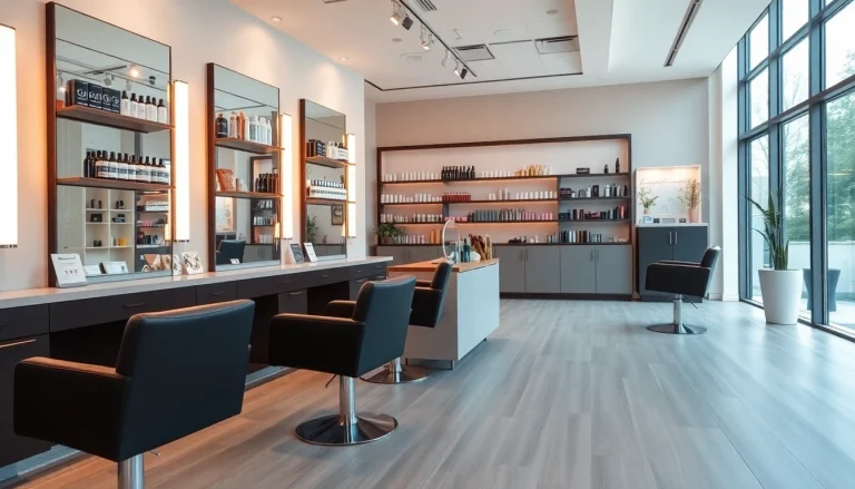 Salon Craiova cu un decor elegant și mobilier modern, oferind servicii de înfrumusețare.