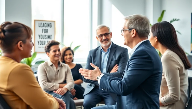 Business coach los Angeles facilitating a coaching session in a modern office.