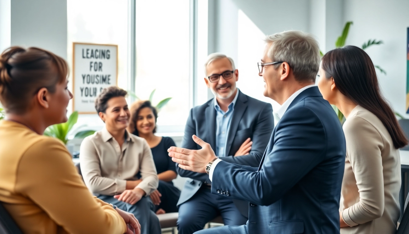 Business coach los Angeles facilitating a coaching session in a modern office.