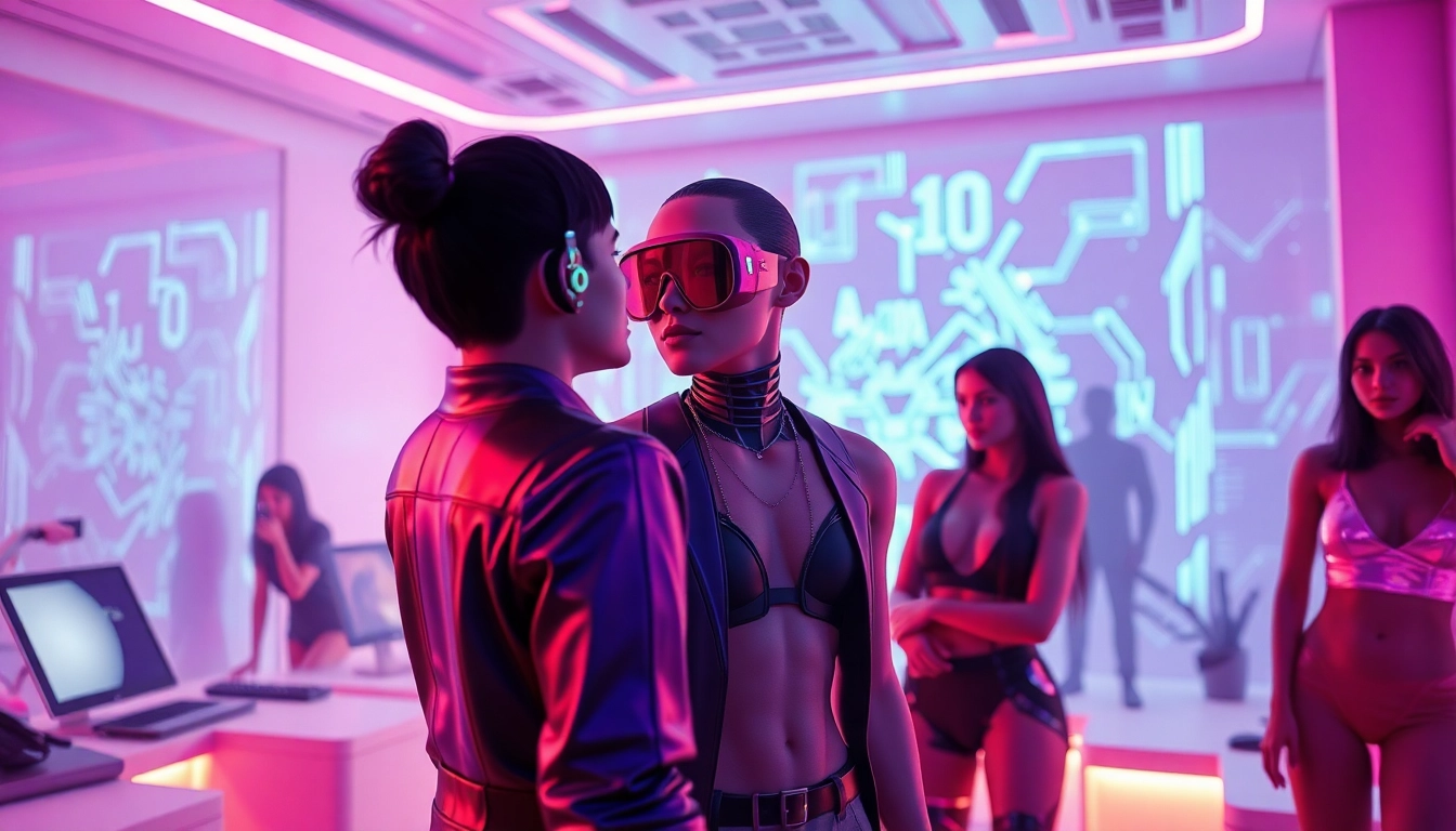 Engaging NSFW AI interaction in a futuristic digital chat room environment