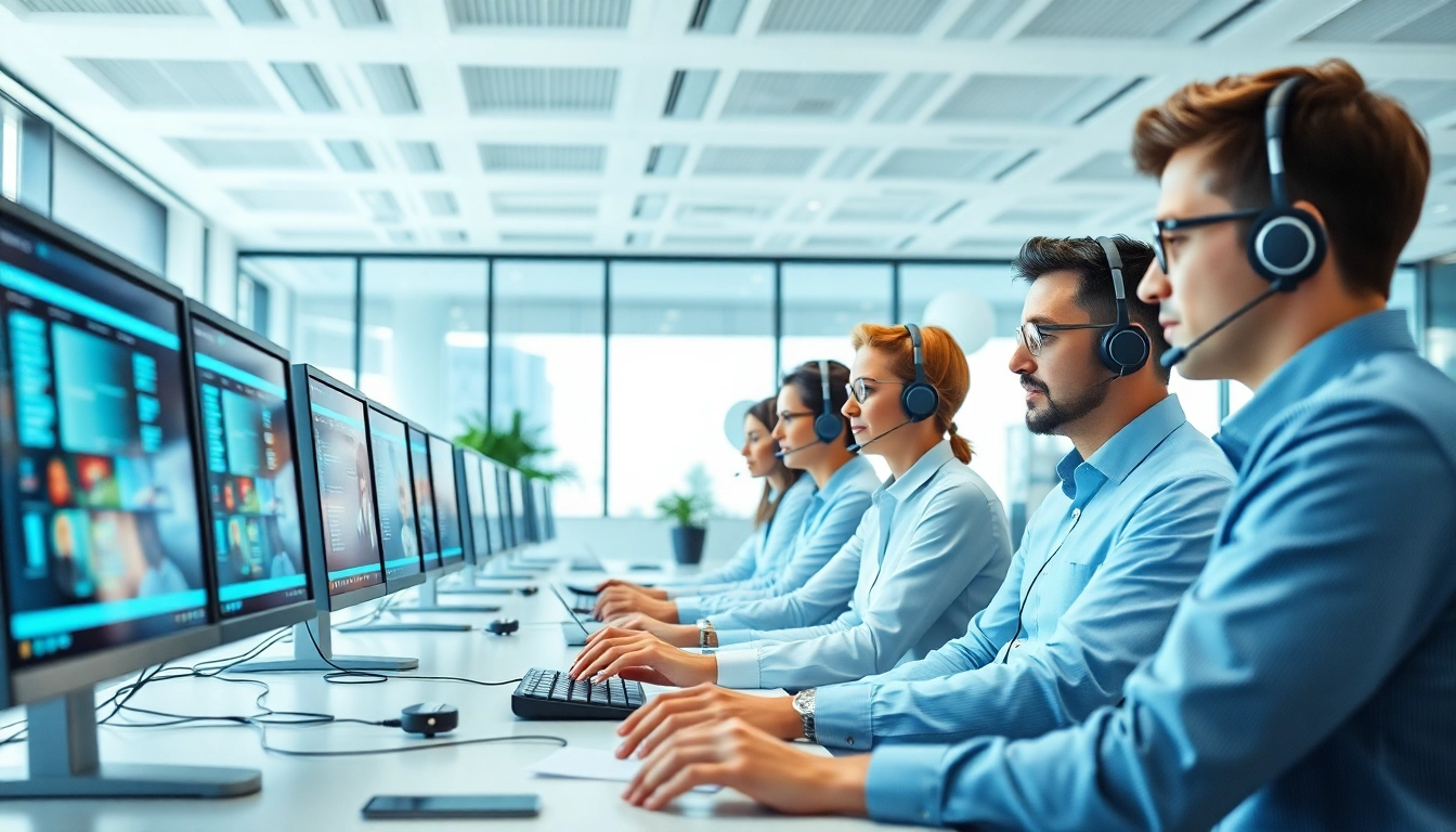 Managed IT support services team collaborating in a modern office setting.