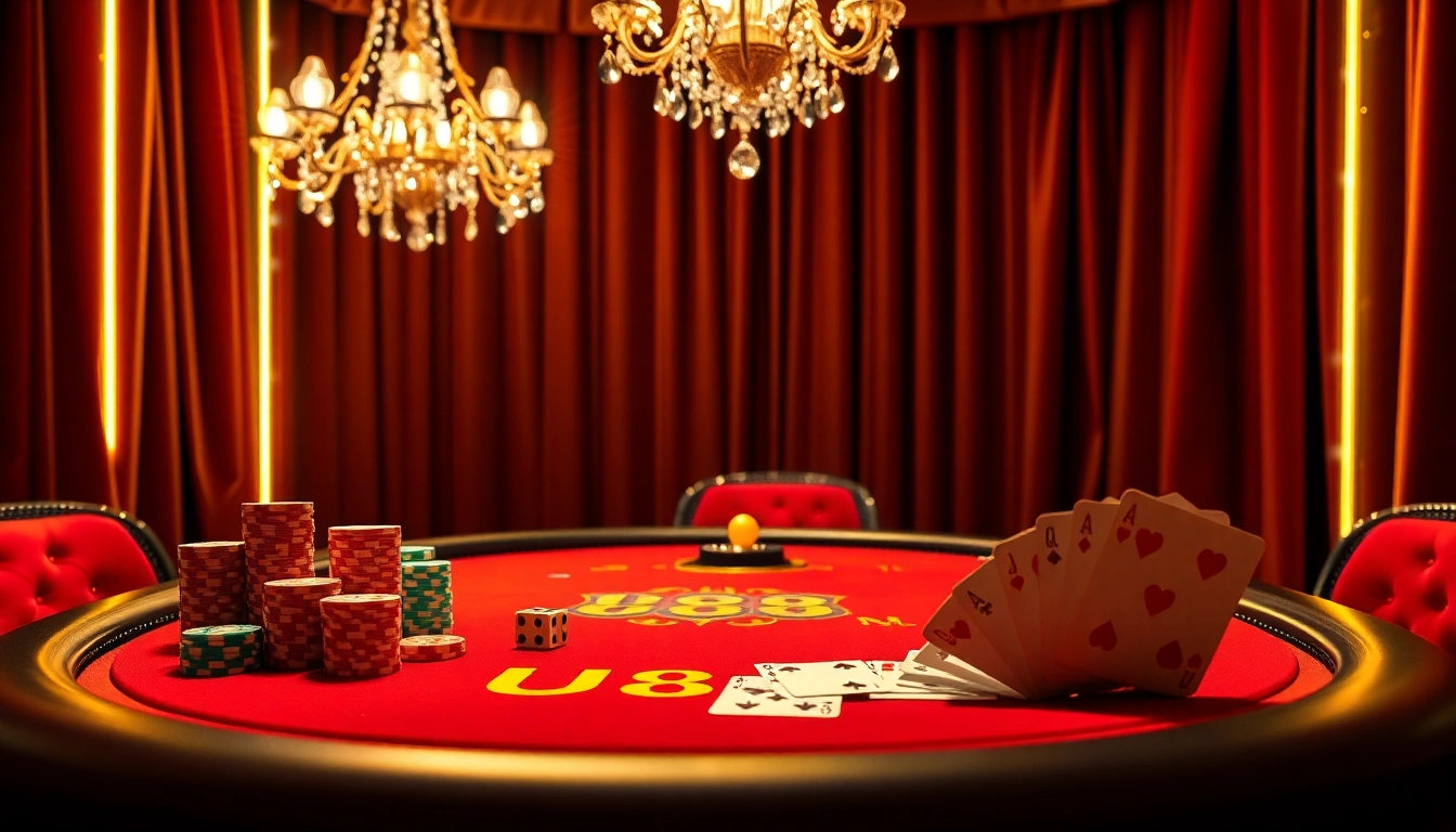 Experience the thrill of winning at U888 with vibrant poker chips and winning hands on display.