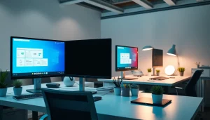 在现代办公环境中多屏显示的 WPS下载 界面。