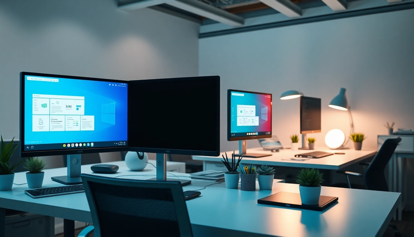 在现代办公环境中多屏显示的 WPS下载 界面。