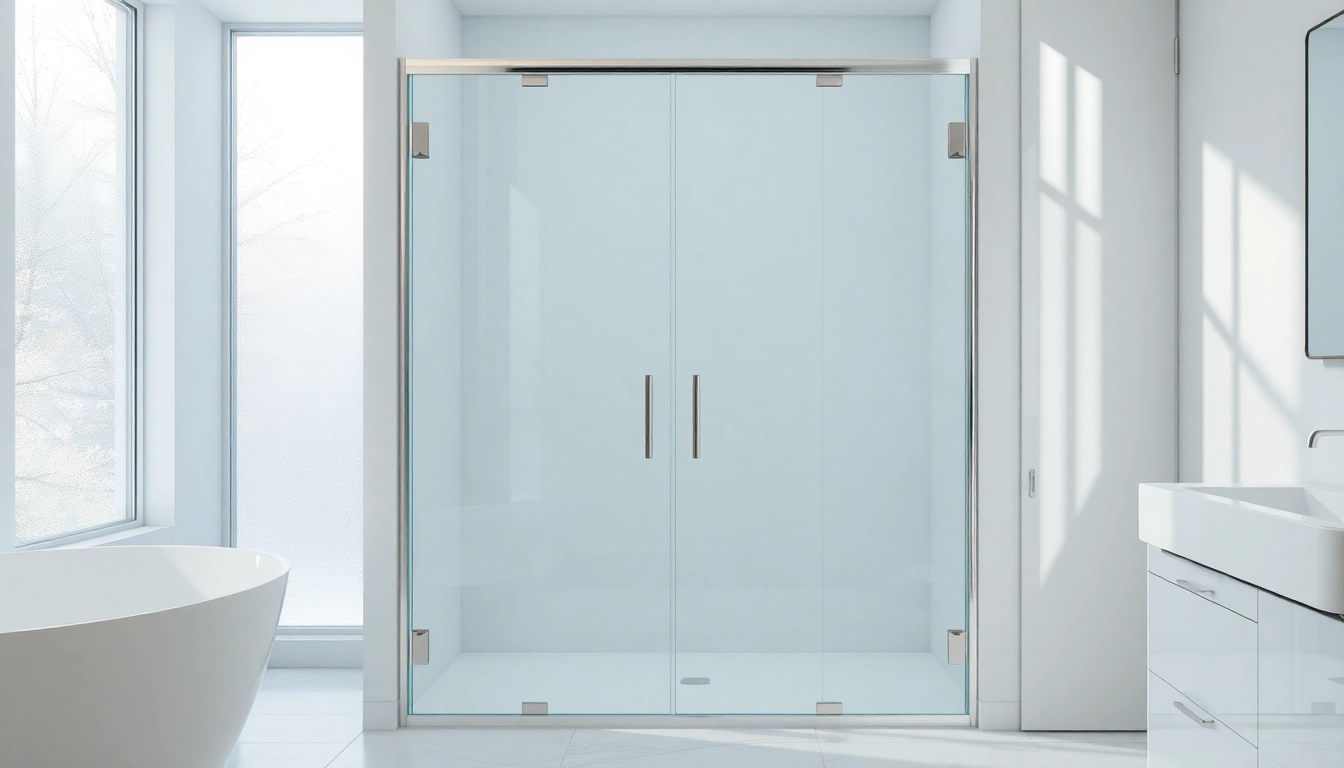 Admire elegant shower doors showcased in a modern bathroom with bright natural light.