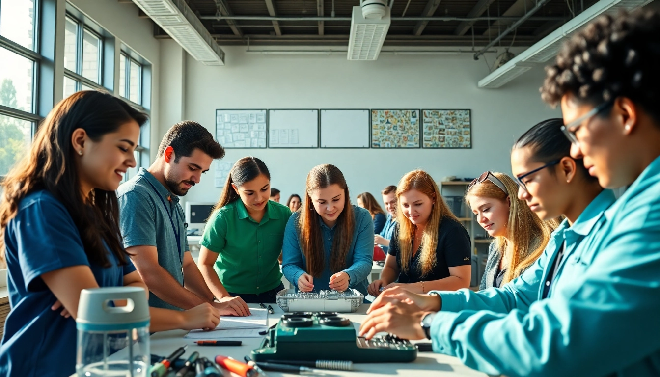 Students actively learning at trade schools Oahu, showcasing collaboration and skill development.