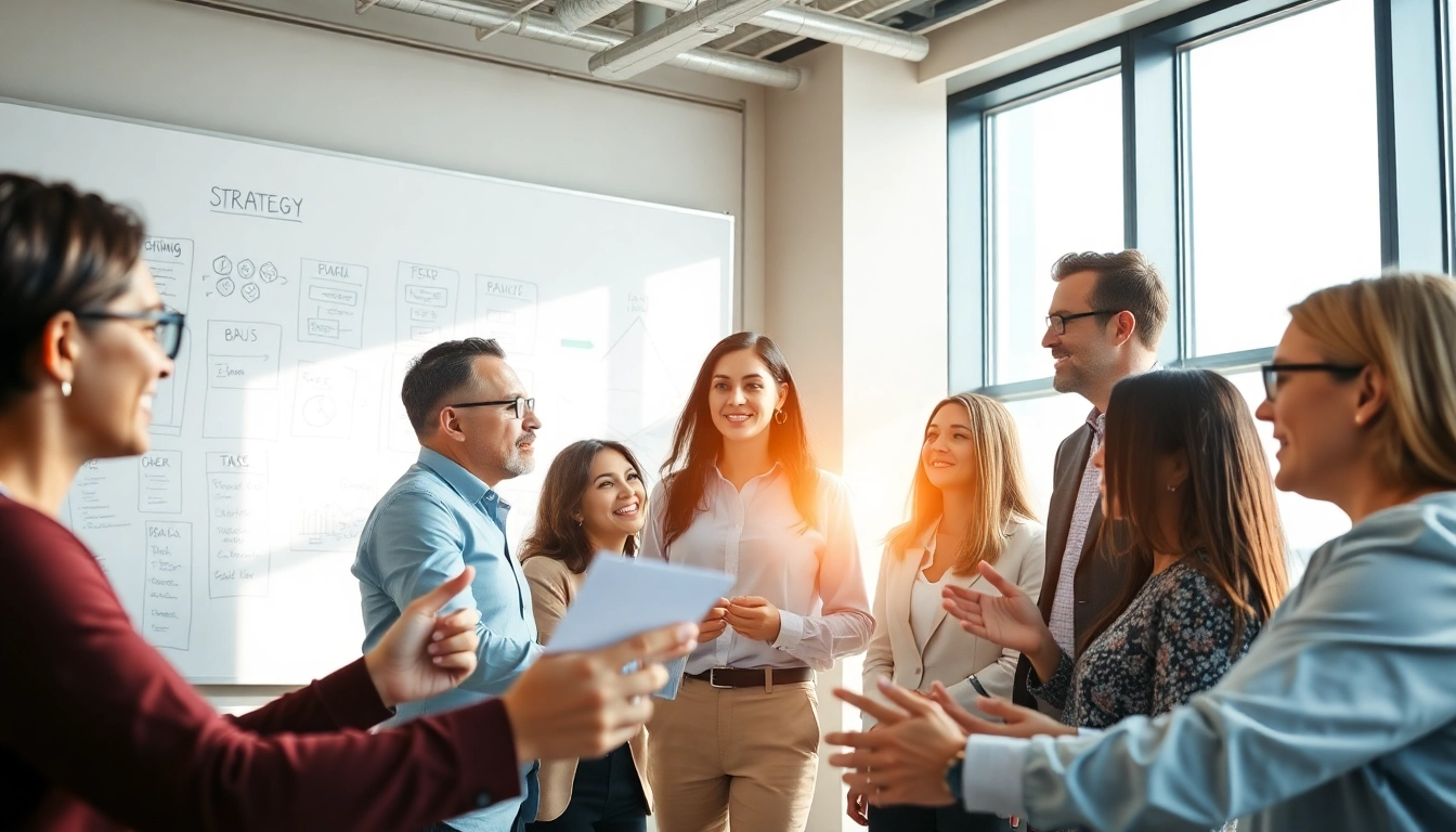 Collaborative team working on Strategy Capture Management strategy in a bright, modern office.