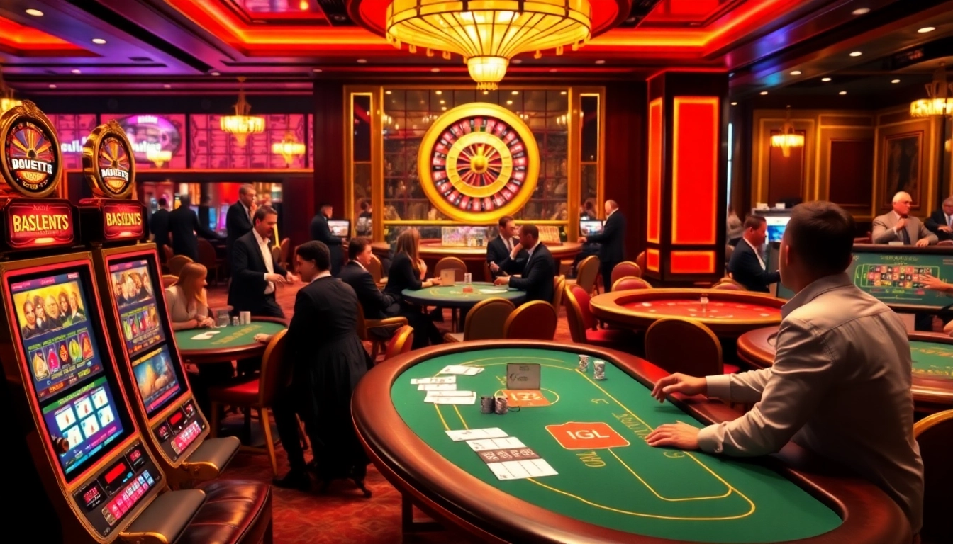 Vivez l'excitation du meilleur casino en ligne avec des joueurs engagés autour d'une table de poker luxueuse.