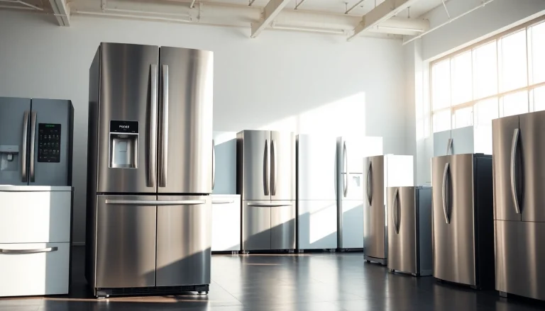 Enhance your refrigerator sales with a modern showroom display highlighting sleek designs.