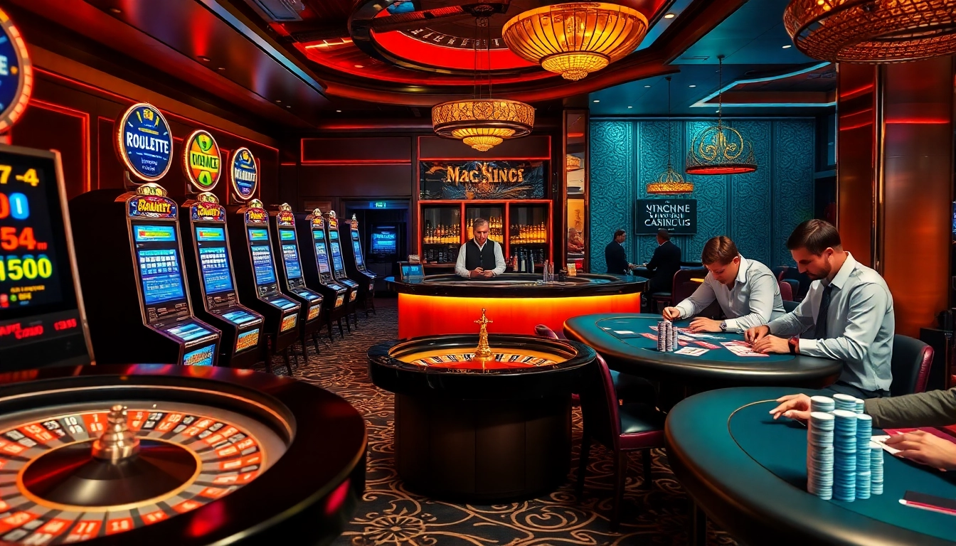 Suasana kasino yang memikat di jmacdonaldphoto.com dengan mesin slot yang berwarna-warni dan pemain poker yang mendebarkan.