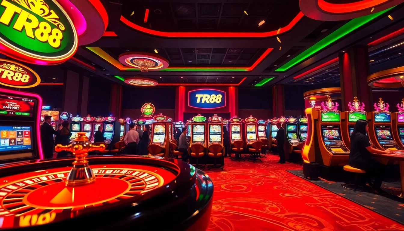 Experience the excitement of TR88 casino gaming with vibrant slot machines and rich decor.