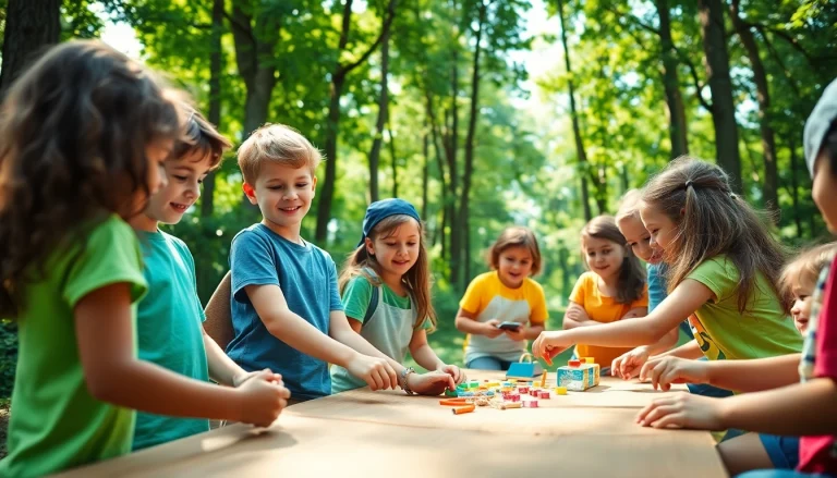 Children enjoying hands-on learning at a homeschool summer camp in nature.