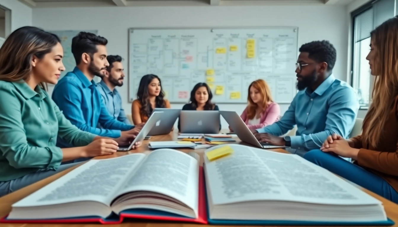 PMP exam support with a collaborative study group using laptops and textbooks in a bright environment.