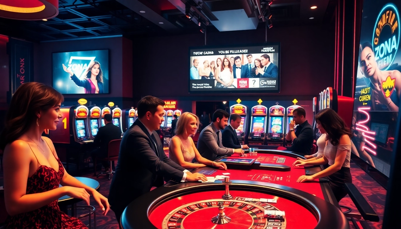 Zonafilm gamers enjoying thrilling chip collections and diverse bets at a lively casino table.