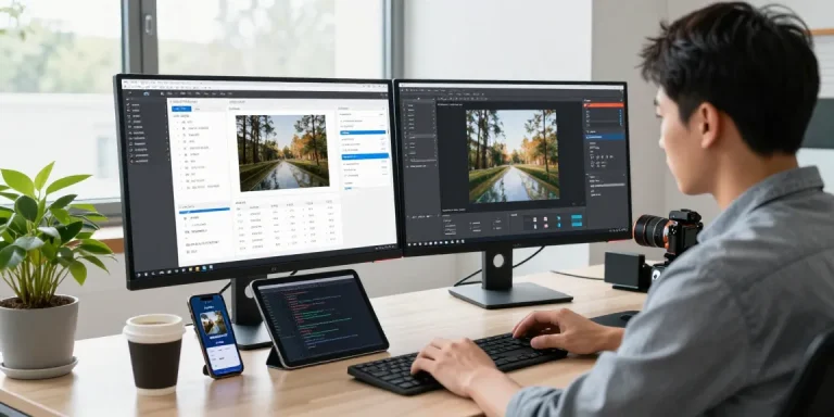 AI image detector analysis in a high-tech workspace showcasing image processing and analytics