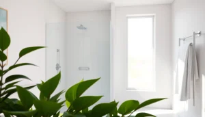 Discover a modern elegant shower in Australia with stylish design and calming surroundings.