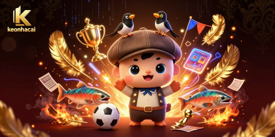 Engage with keonhacai, where sports betting meets enchanting illustrations in a vibrant 3D scene.