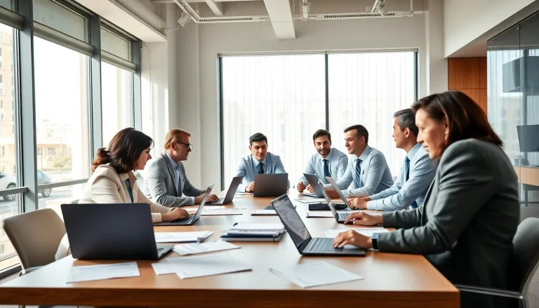 Discussing Federal and State contracts in a professional business meeting environment.